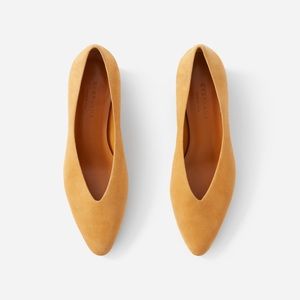 SOLD Everlane Mustard Suede V Heel sz 10